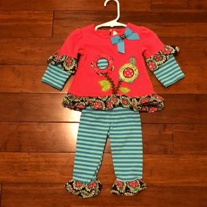 Rare Editions flower top with ruffle leggings